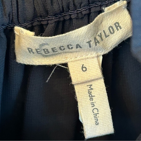 Rebecca Taylor Silk Metallic Chiffon Long Sleeve Top Size 6 - Picture 5 of 12